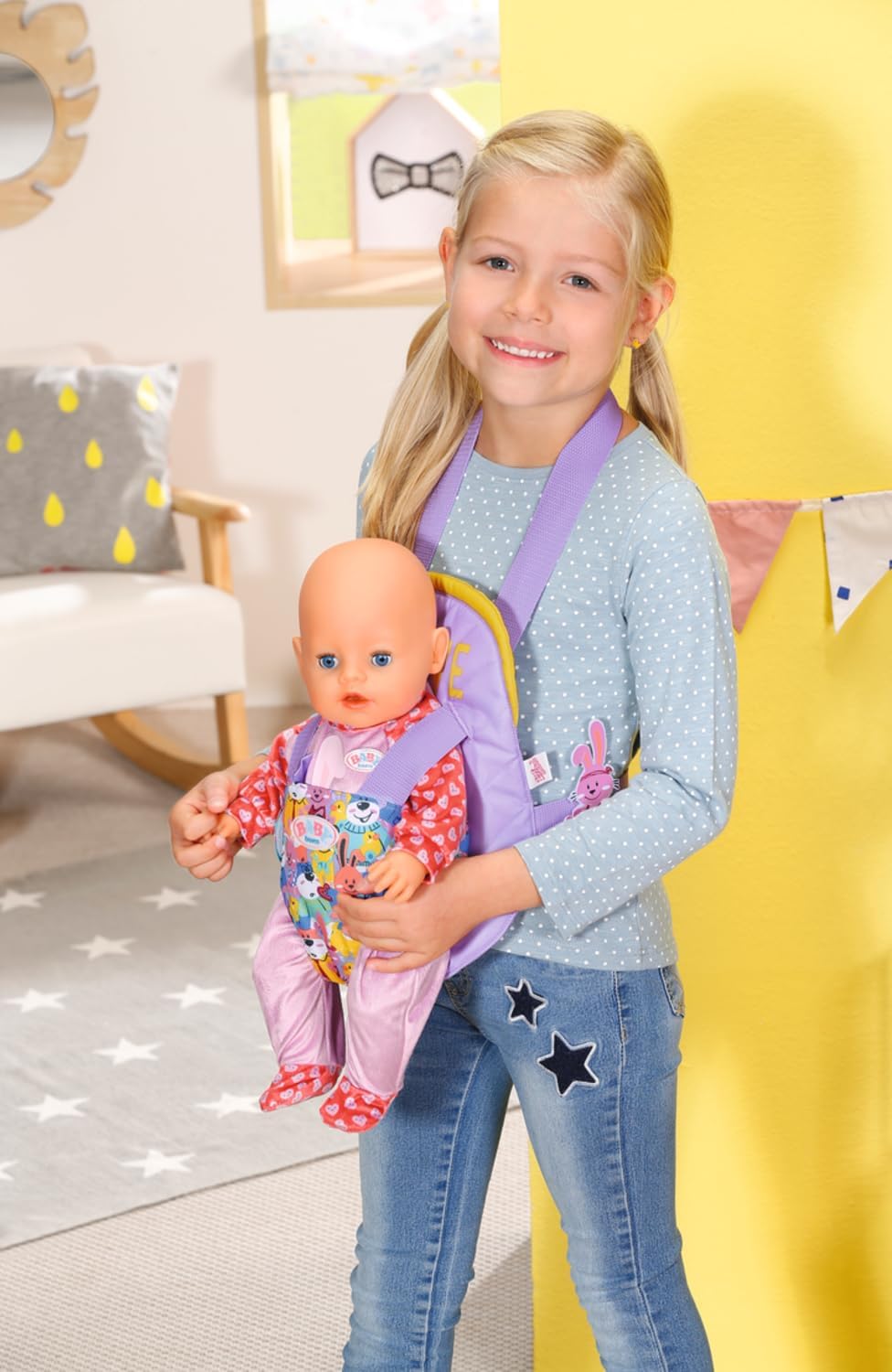 BABY born Puppentrage für Kinder mit verstellbarem Gurt für 36 cm und 43 cm Puppen, 828038 Zapf Crea