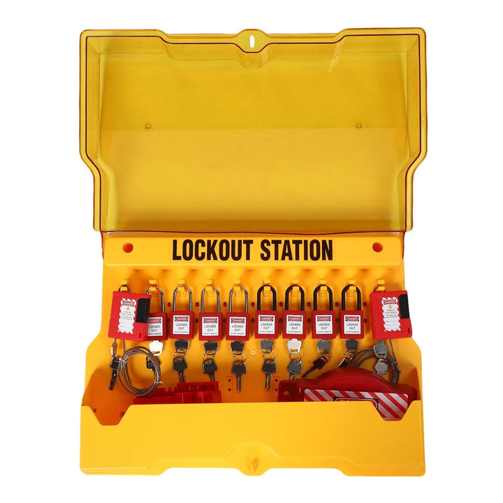 Sorandy Lockout -Tagout -Station, Lock Out Kit mit Abdeckung für die Aufbewahrung, Wandmontierte Ele