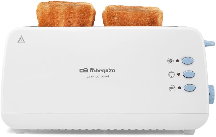 Orbegozo TO 4012 - Toaster mit grossem Schlitz, Brötchenwärmer, 7 Toasterstufen, Auftaufunktion und