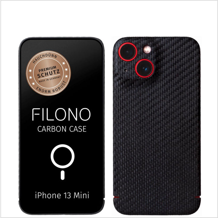 FILONO Carbon Hülle kompatibel mit MagSafe für iPhone 13 Mini ultradünn iPhone 13 Mini CARBON Case M