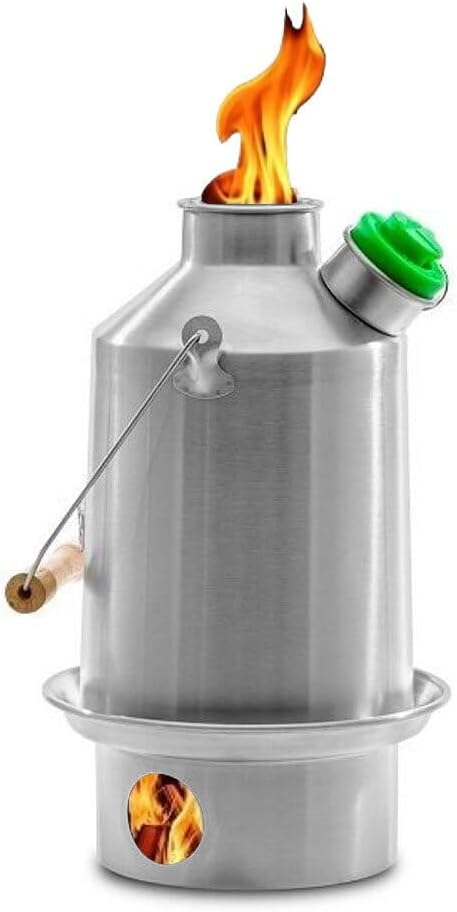 Kelly Kettle Camp Stove Stainless Steel - Boils Water Within Minutes, Uses Natural Fuel, and Enables