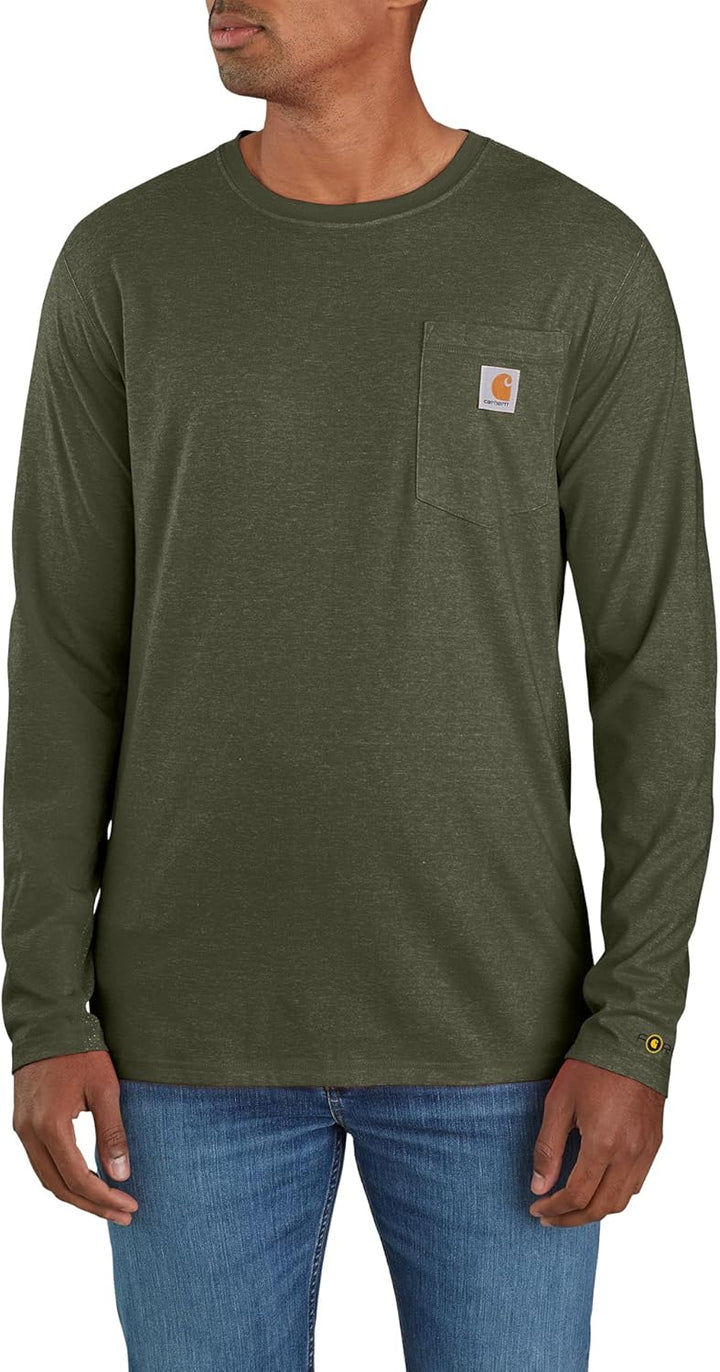 Carhartt Herren Langarmshirt Force Flex Pocket S Basilikum Heather, S Basilikum Heather