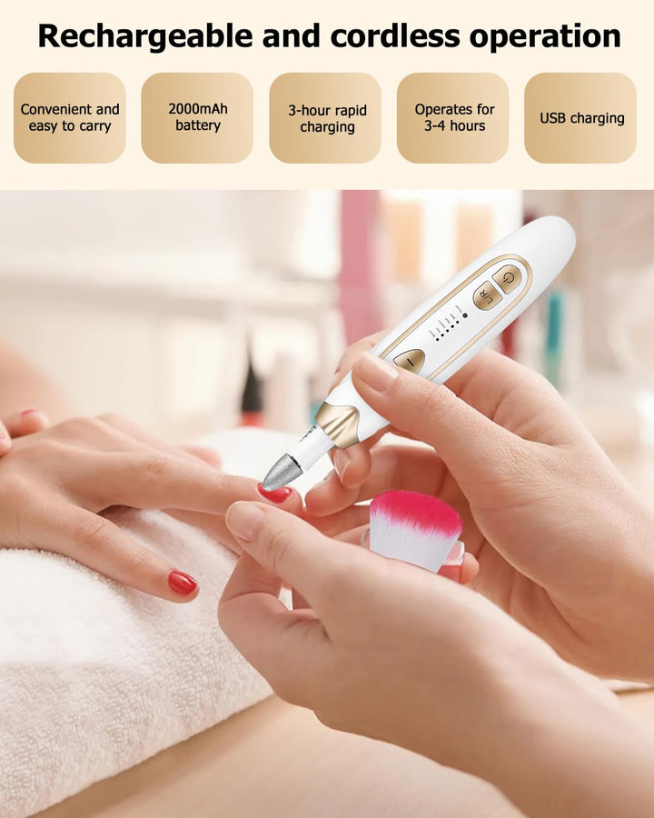 Zofory Maniküre/Pediküre Set, Nagelfräser, Elektrische Nagelfeile mit 6 Aufsätzen, 20 Sandringe, 5 G