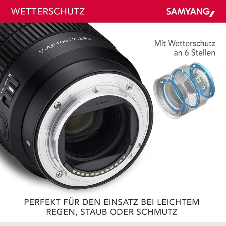 Samyang V-af T 2.3/100 Fe Sony E Camera Lens One Size Objektiv 100mm T2,3 FE, Objektiv 100mm T2,3 FE