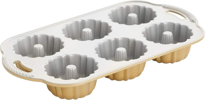 NordicWare Backform - Kuchenform - Minikuchen - Anniversary Bundtlette, Aluminium, Gold, 21,8 x 32,8