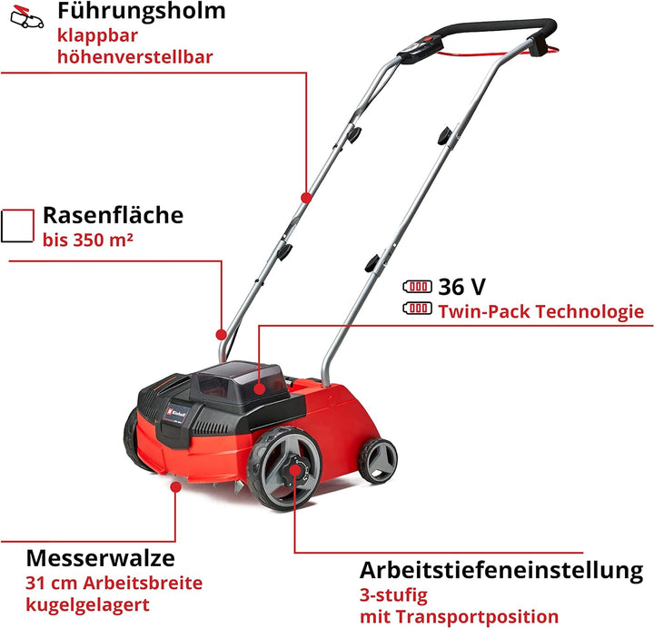 Einhell Akku-Vertikutierer-Lüfter GC-SC 36/31 Li-Solo Power X-Change (Lithium-Ionen, 36 V, 31 cm Arb