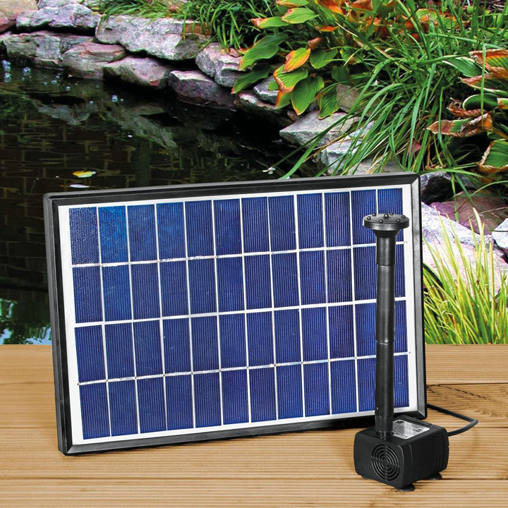 MAUK® SOLAR Panel FONTÄNE SPRINGBRUNNEN 300l/h 12V + SAUERSTOFFZUFUHR Fische I Teichpumpe Wasserpump