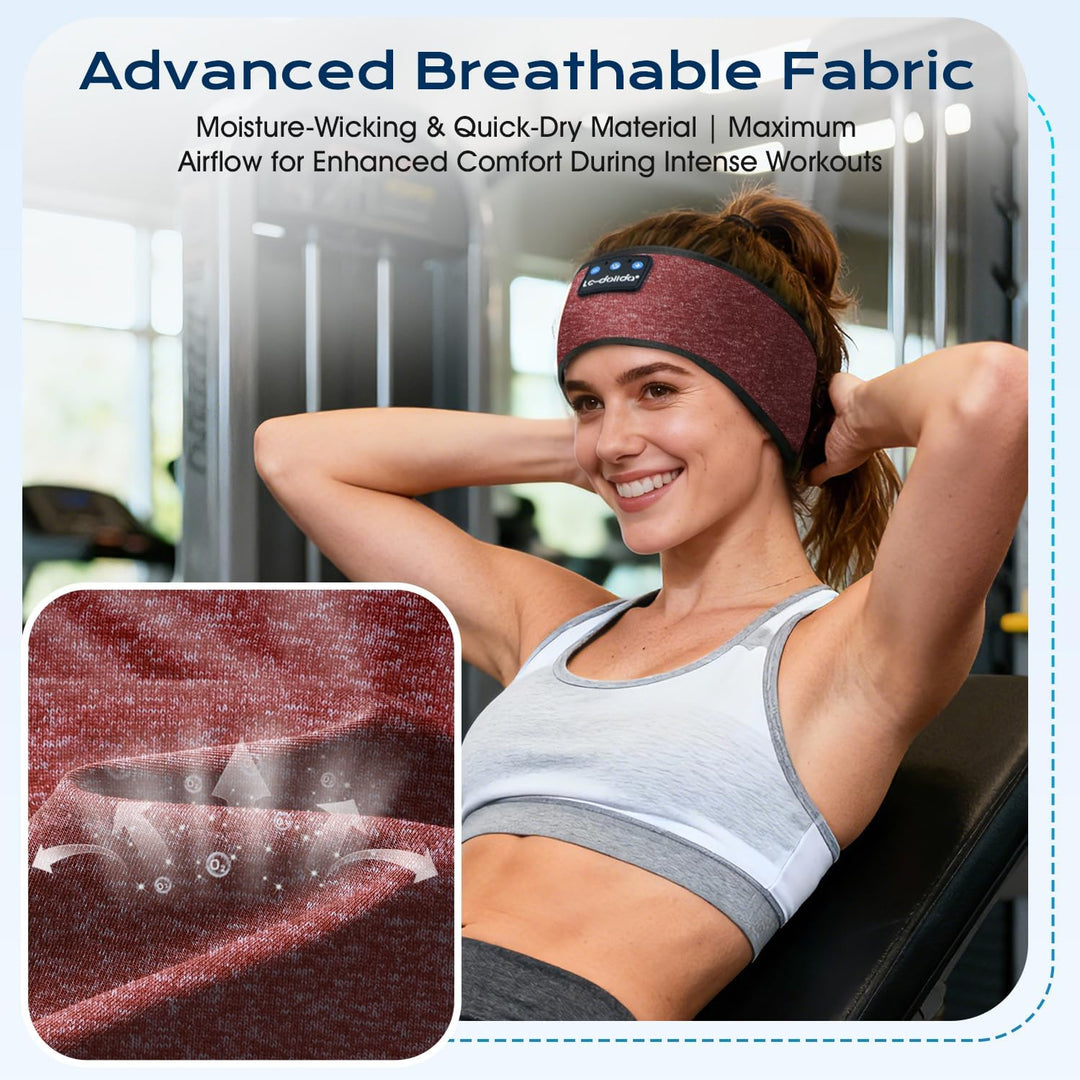 LC-dolida Schlafkopfhörer Bluetooth Kopfhörer Stirnband,Ultraweiche Bettkopfhörer Schlaf Stirnband a