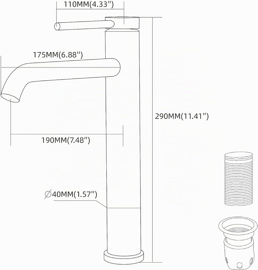 PHASAT Wasserhahn Bad,wasserhahn aufsatzwaschbecken,Hoch Aufsatzwaschbecken Armatur, Mischbatterie E