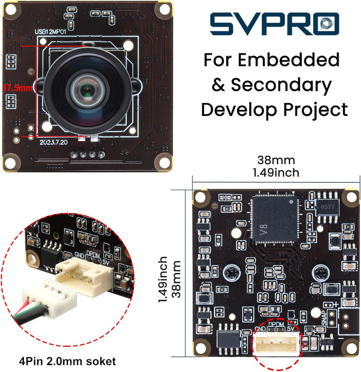 Svpro 12MP USB-Kameramodul, 4K 30fps Lightburn Kamera IMX577 1080P 120fps Hochgeschwindigkeitskamera