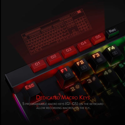 Redragon K580 VATA RGB LED Braune Schalter Mechanische Gaming Tastatur, US Layout mit Hintergrundbel