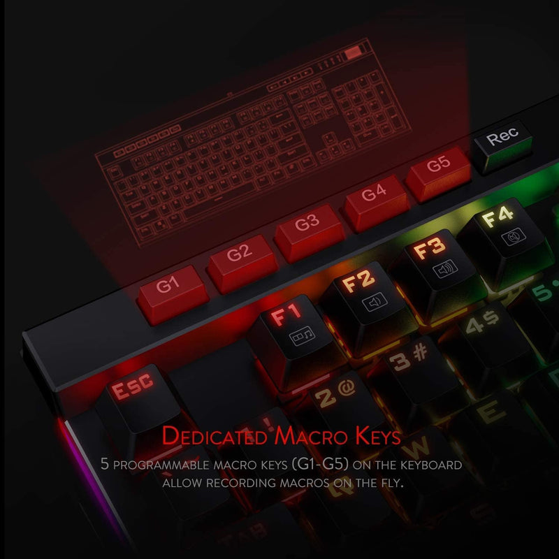 Redragon K580 VATA RGB LED Braune Schalter Mechanische Gaming Tastatur, US Layout mit Hintergrundbel