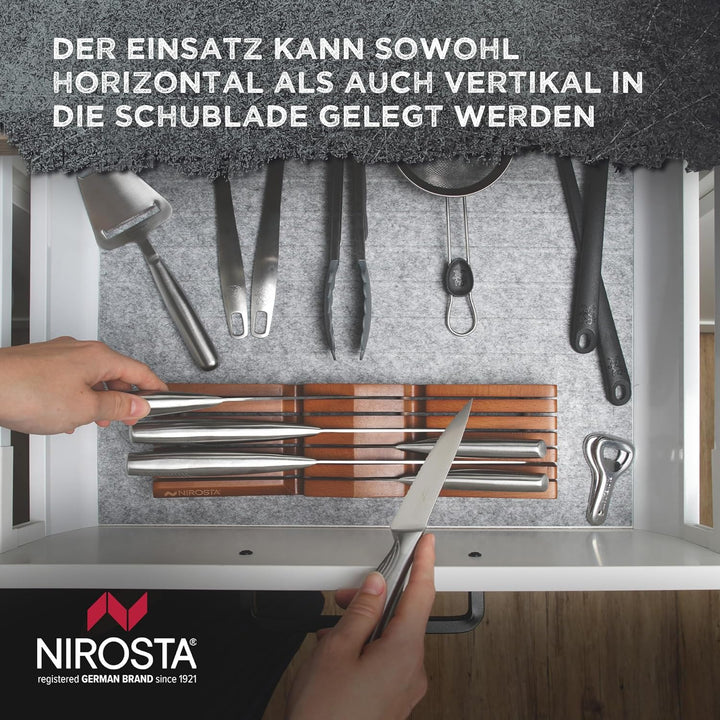 Nirosta Schubladeneinsatz für Messer aus nachhaltigem Buchenholz – Unbestückter Messereinsatz für di