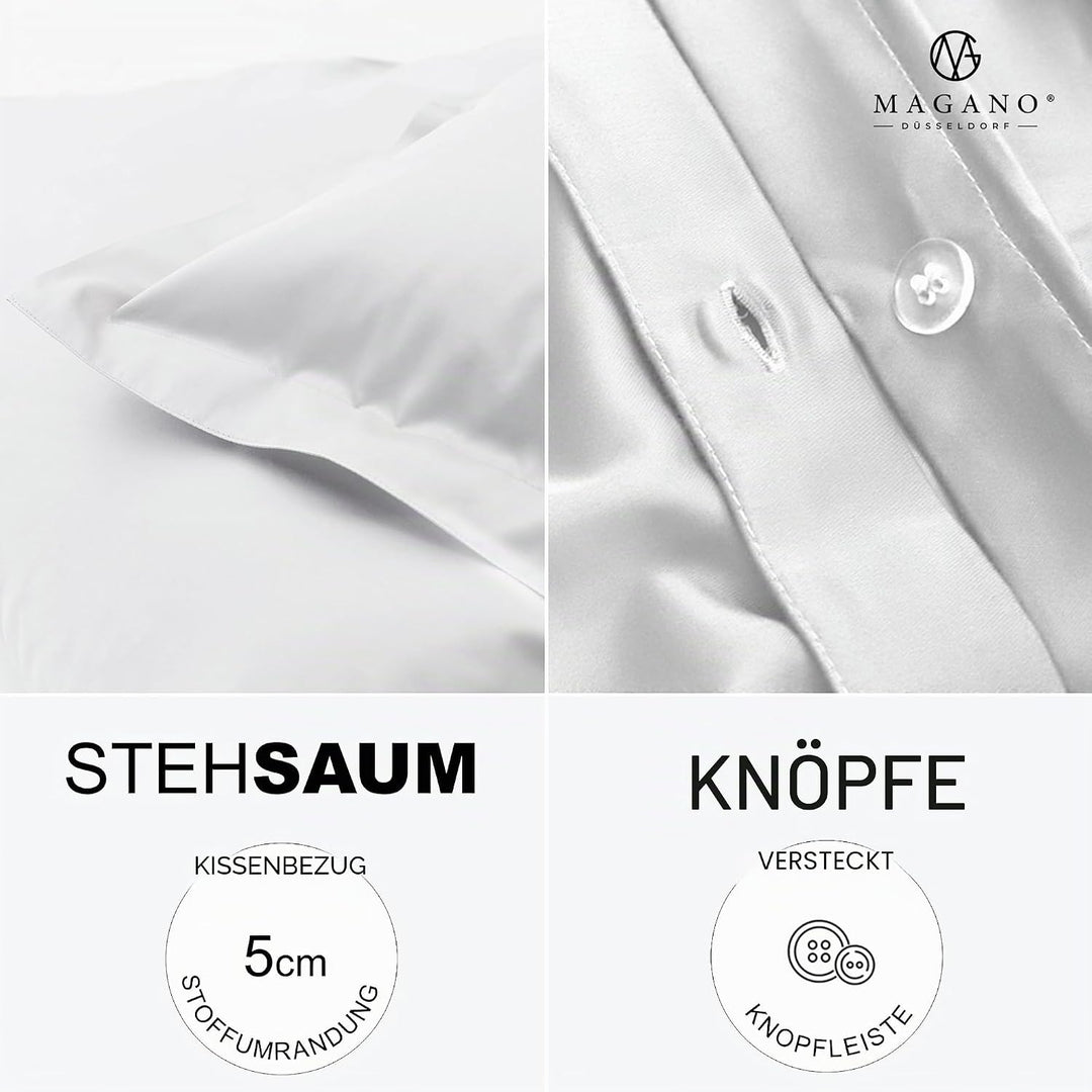 Magano® Luxus Kissenbezug 40x80 Grau | Bambus &amp; Baumwolle Satin | 400 TC Premiumqualität | Hypoaller