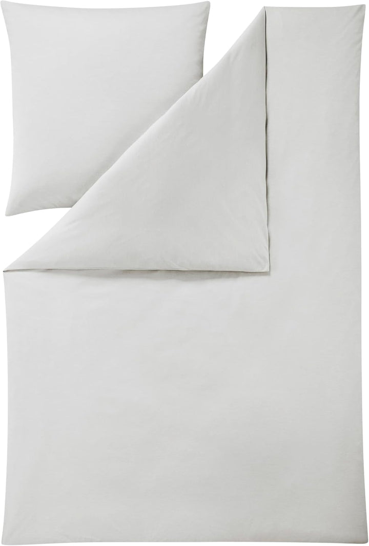 ESTELLA Mako Interlock Jersey Bettwäsche Uni Takoma Silber, 1 Bettbezug 135 x 200 cm + 1 Kissenbezug