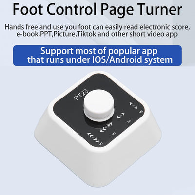 Bluetooth Page Turner Pedal, Wiederaufladbares USB Fusspedal für Kabellose Notenblätter, Vier Seiten
