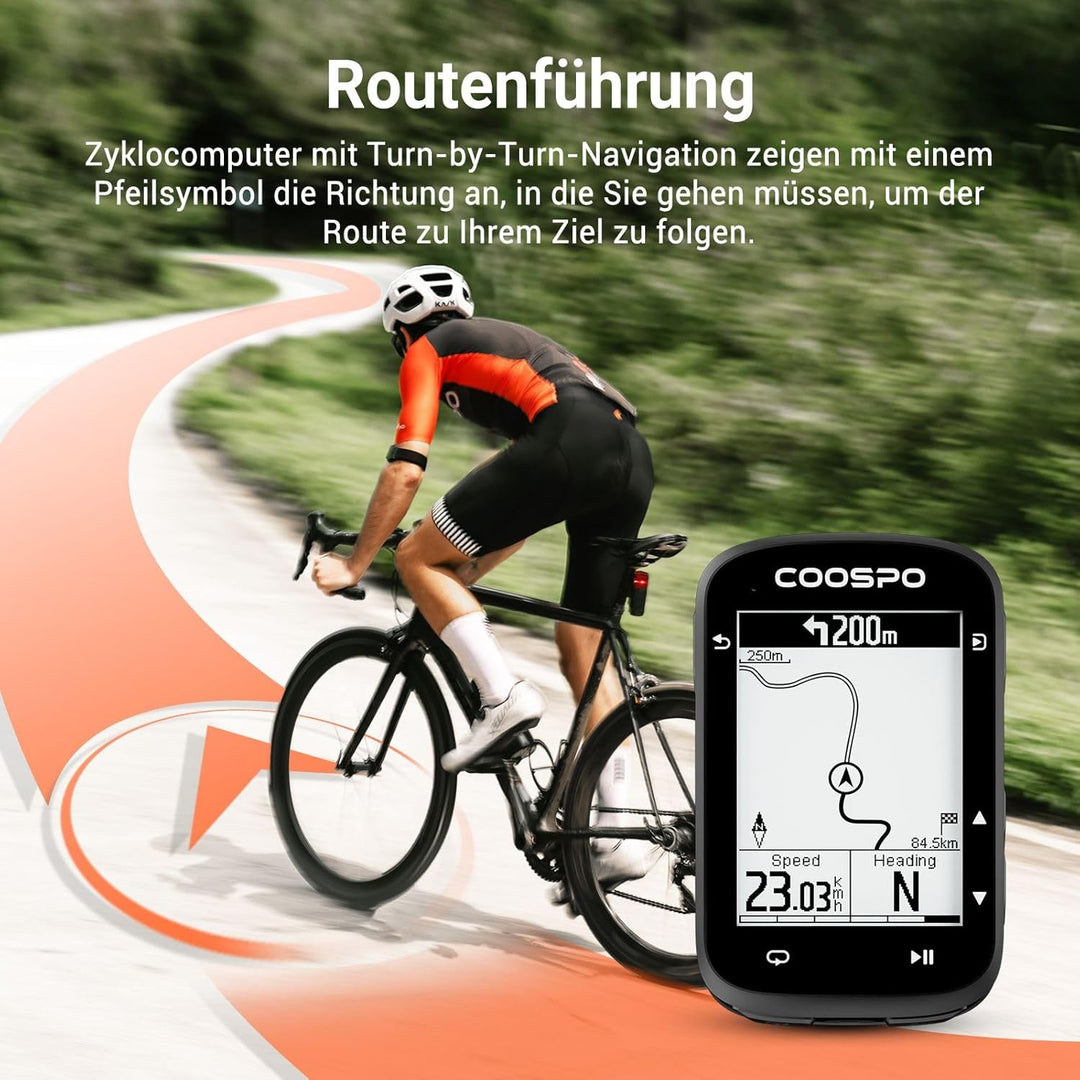 COOPSO CS500 Wireless Bicycle Computer, 2.6 Inch LCD GPS Speedometer Bicycle Navigation Wireless, Bl