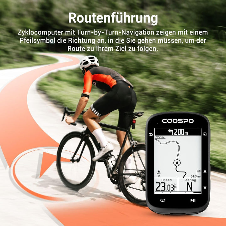 COOPSO CS500 Wireless Bicycle Computer, 2.6 Inch LCD GPS Speedometer Bicycle Navigation Wireless, Bl