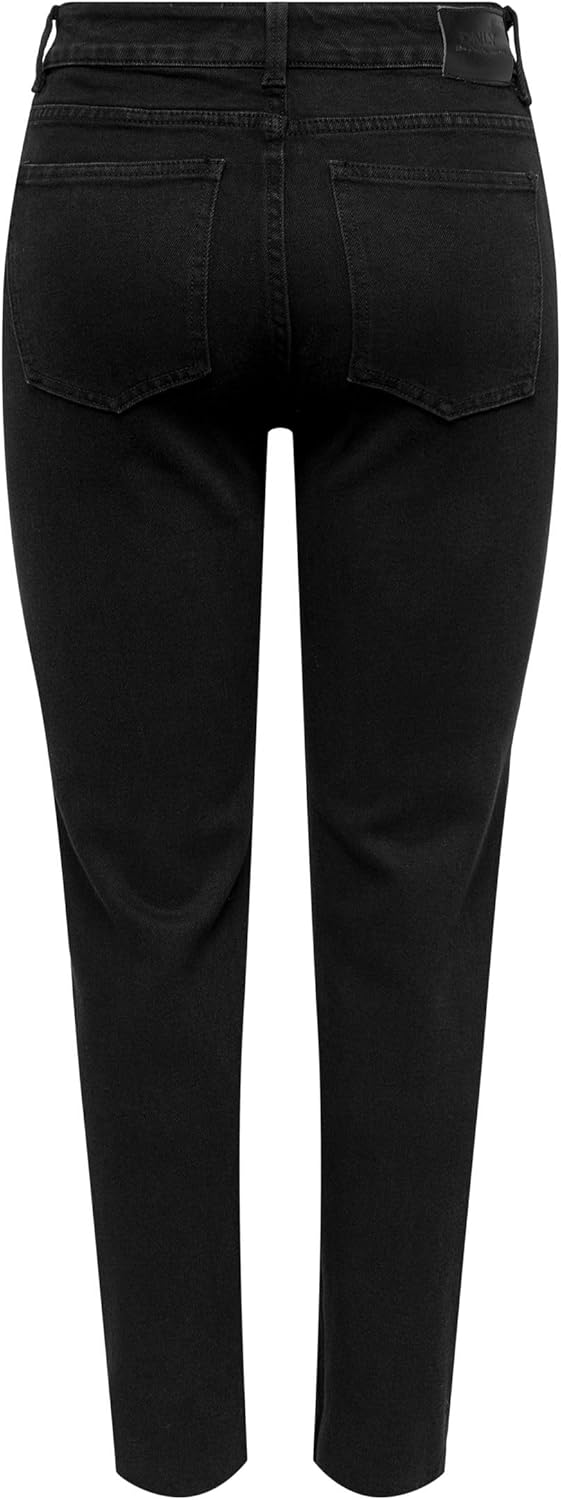 ONLY Damen ONLEMILY HW STR CRP ANK RAW MAE034 15219264 XS Black Denim, XS Black Denim