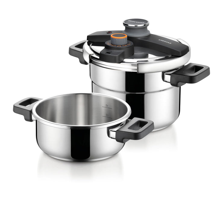 Tescoma ULTIMA DUO Schnellkochtopf 2 Stück | 4,0 & 6,0 l | Dual-Kochkapazität & Platzsparend | Einha