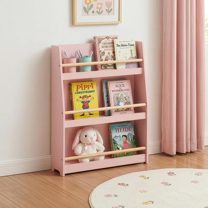 [en.casa] Kinder Bücherregal Virer Kinderregal mit 3 offenen Fächern Aufbewahrung Montessori Standre