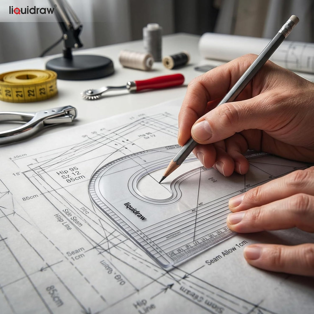 Liquidraw Mustermacher Nählineal & Kurven Fashion Design Lineale Set von 7 zum Schneidern inkl. Must