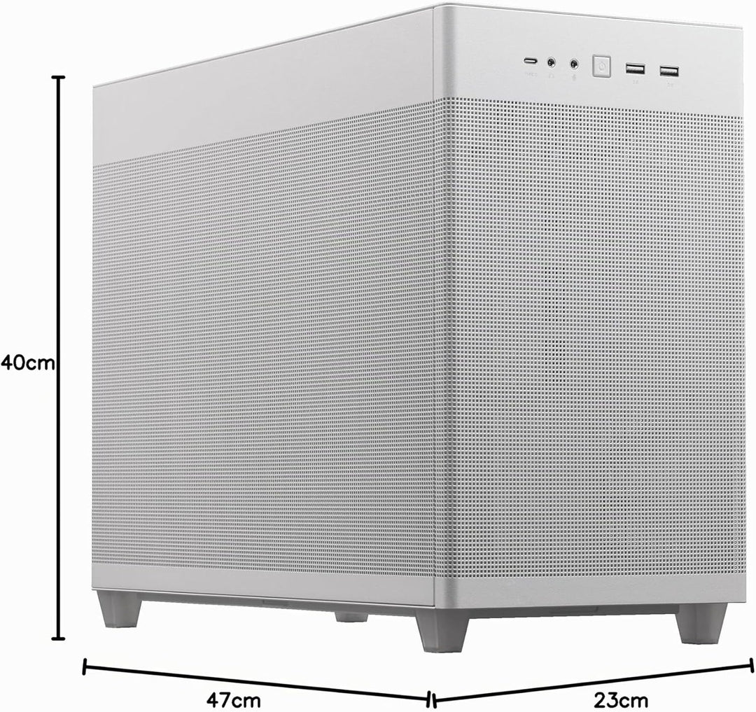 ASUS Prime AP201 MicroATX Gehäuse weiss (33 Liter, unterstützt 280- &amp; 360-mm-Kühler, Grafikkarten bi
