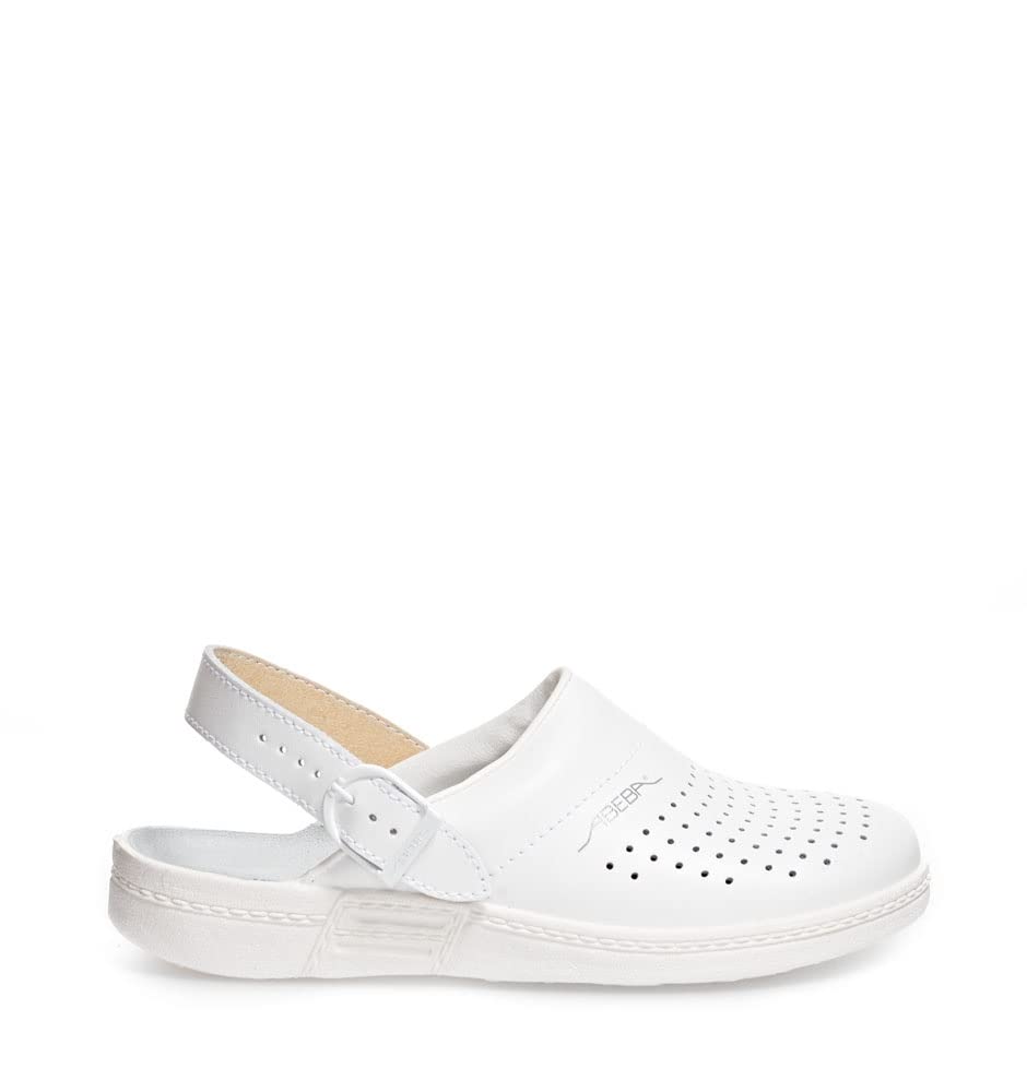 Abeba Clog 7020 - the original, Glattleder, weiss, perforiert, zertifiziert, 38 38 EU, 38 EU