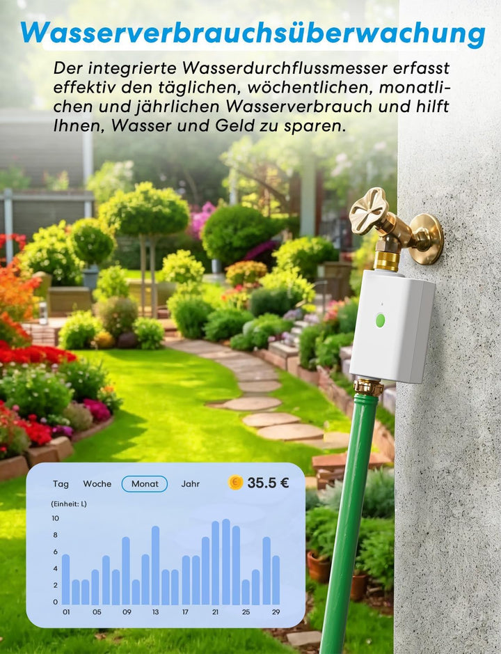 Meross Bewässerungscomputer WLAN MST100 | Automatische Bewässerung - APP Steuerung | Aussen-Fernsteu