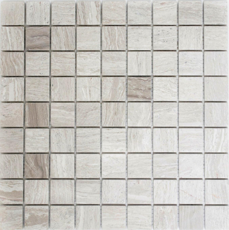 Mosaik Quadrat uni Grau Streifen Marmor Naturstein Küche, Mosaikstein Format: 32x32x8 mm, Bogengröss