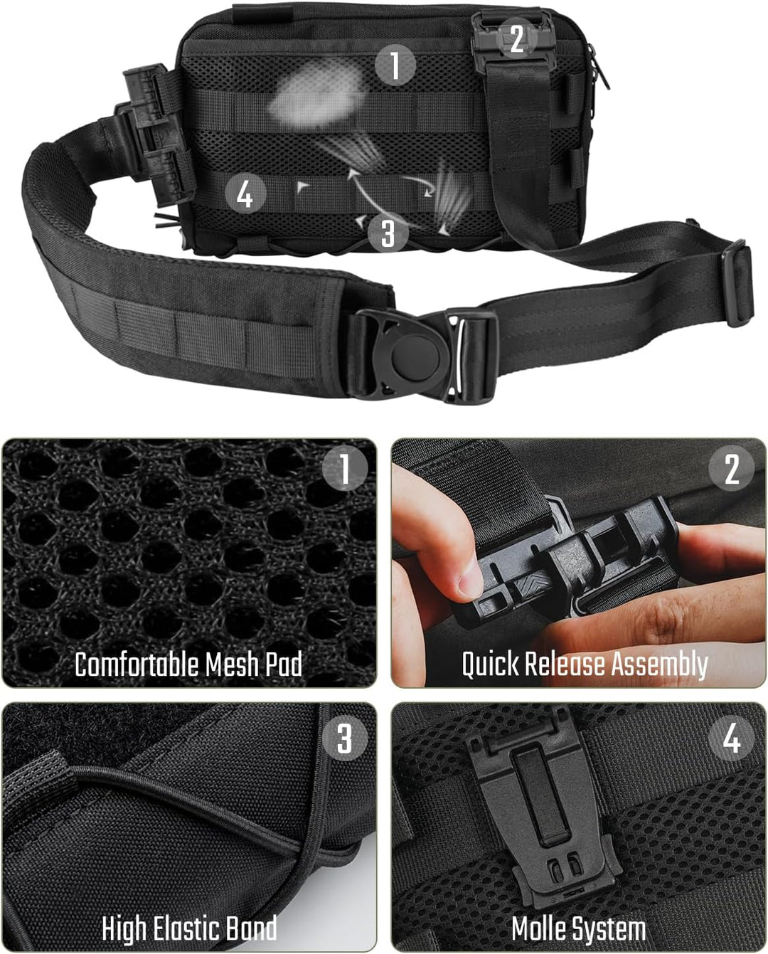 TACTICAL GEEK Cache L3 EDC Sling Bag Chest Crossbody Bag für Herren Damen, YKK Reissverschluss Umhän