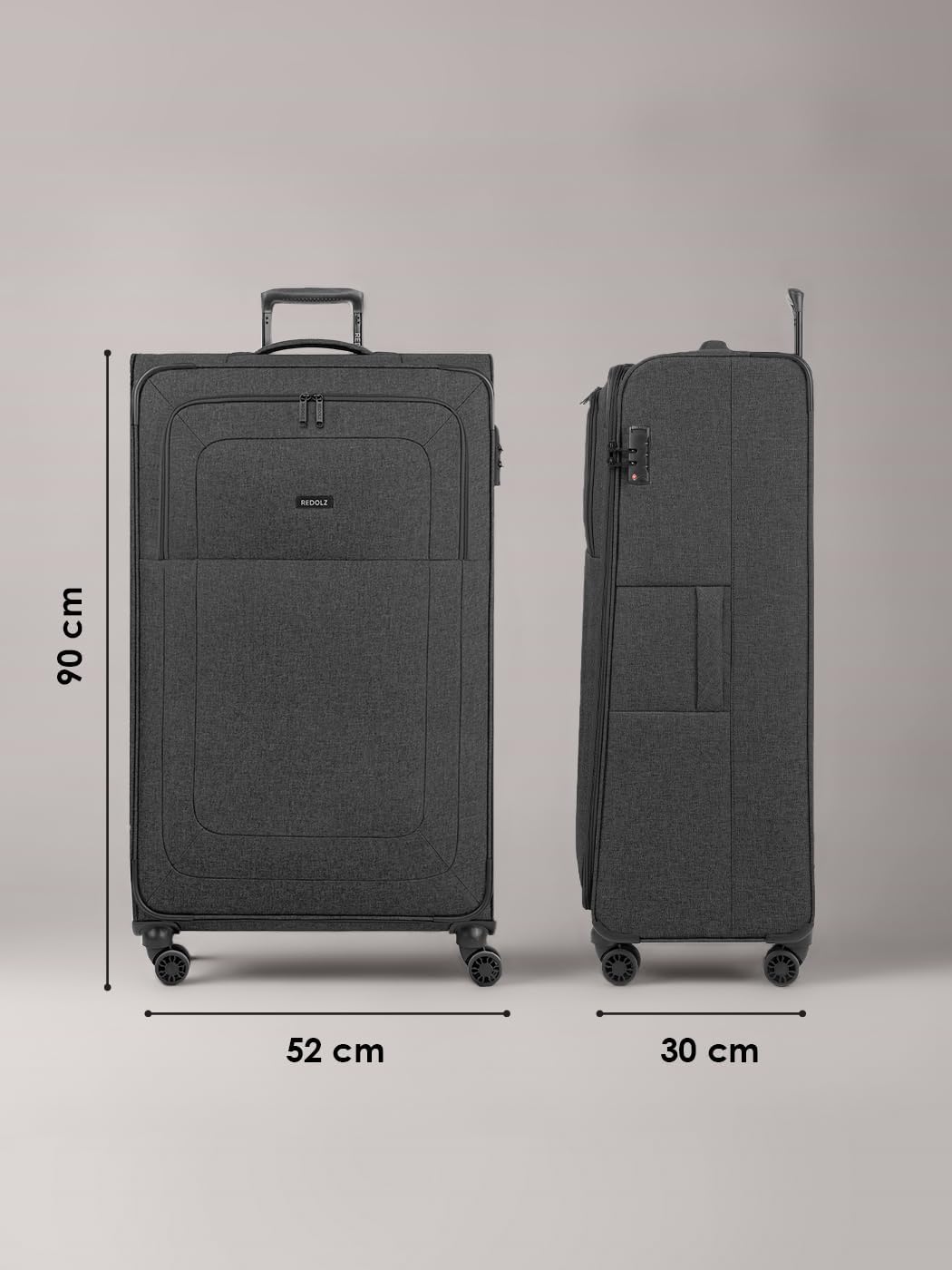 REDOLZ sehr grosser XL 4-Rollen Koffer 52 x 30 x 90 cm [Sondergrösse] Check-in Trolley mit TSA-Schlo