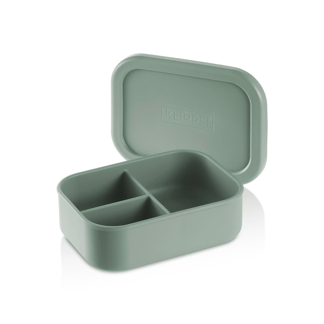 Lunchbox Medium-3 Fächer Brotdose Vorratsdosen aus Platin Silikon reissfest, hitze-kältebeständig, a