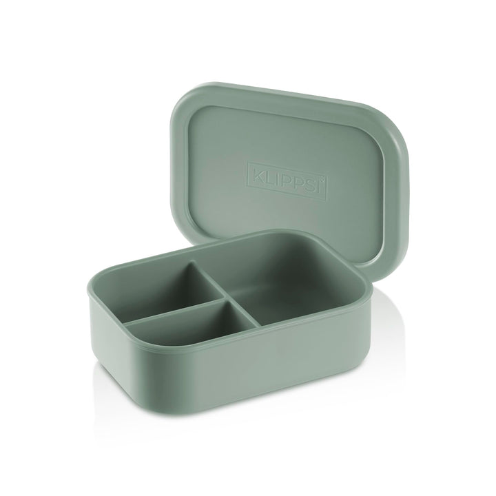Lunchbox Medium-3 Fächer Brotdose Vorratsdosen aus Platin Silikon reissfest, hitze-kältebeständig, a