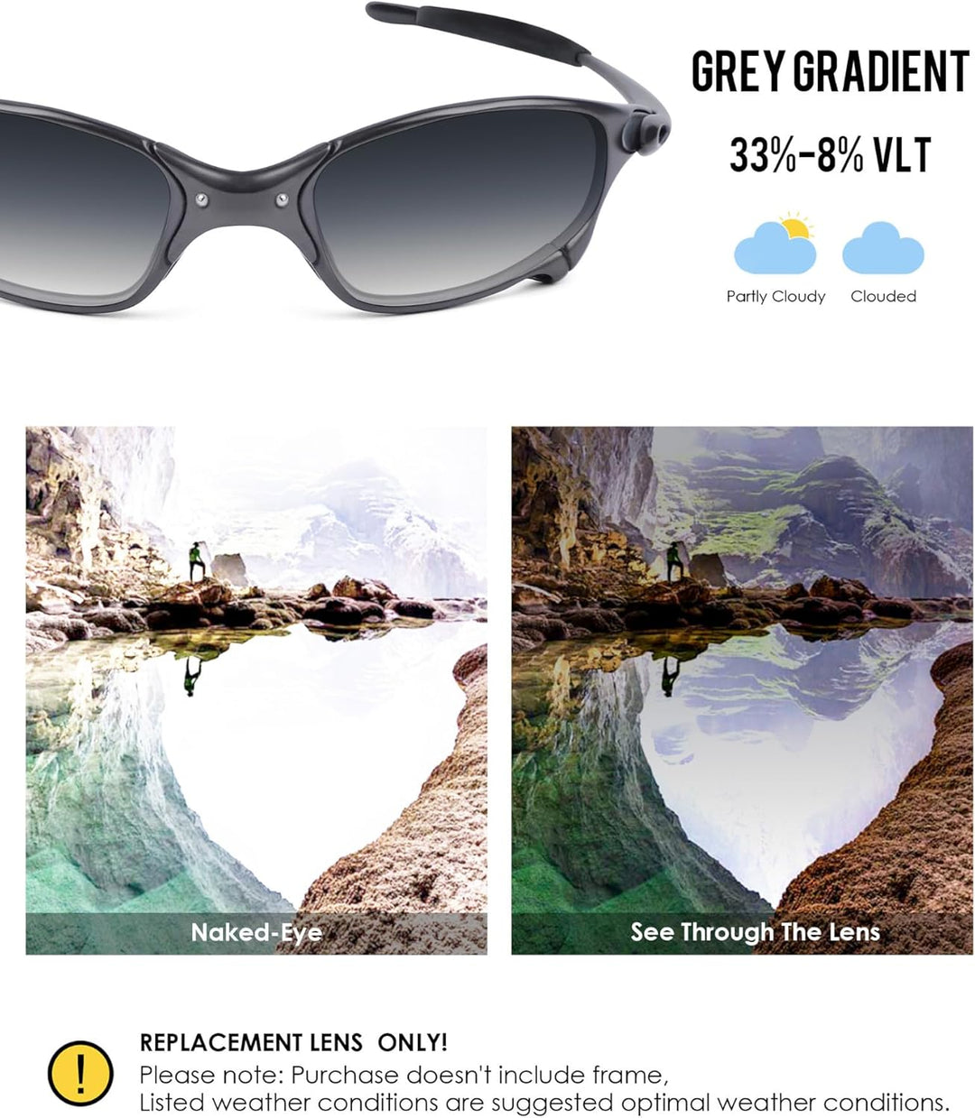 BlazerBuck Anti-salz Polarisierte Ersatzgläser für Oakley Juliet Grauer Farbverlauf Polarisiert, Gra