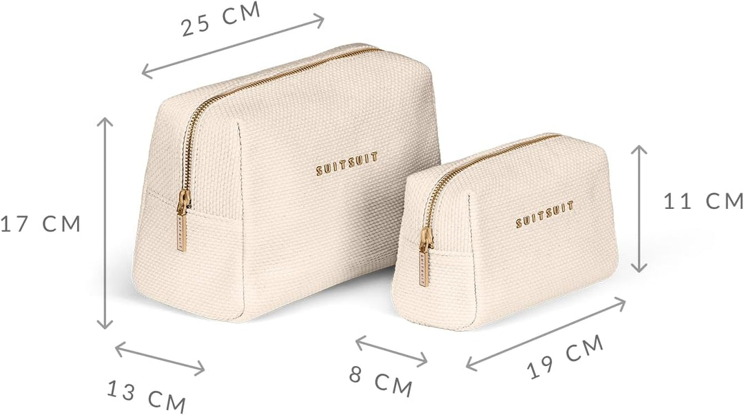SUITSUIT Fab Seventies - Make-up tas voor Dames - Toilettas etui - Beautycase Set - Natural Dots Nat
