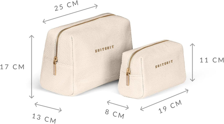 SUITSUIT Fab Seventies - Make-up tas voor Dames - Toilettas etui - Beautycase Set - Natural Dots Nat