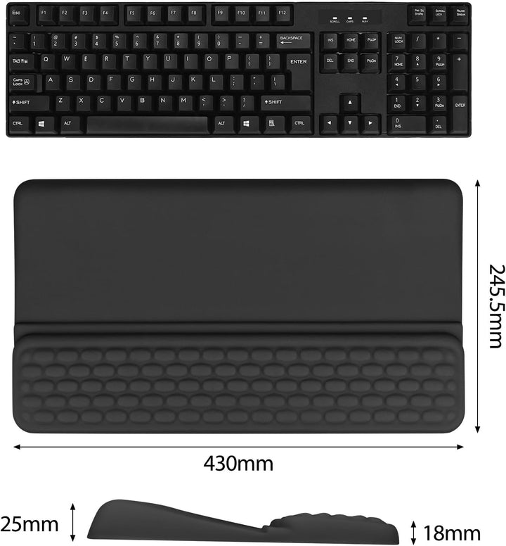 Handballenauflage Tastatur - Integrierte Tastaturauflage aus weichem Memory-Schaum, Rutschfeste Hand