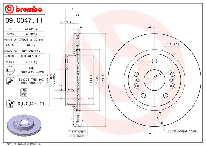 BREMBO 09.C047.11 Bremsscheiben