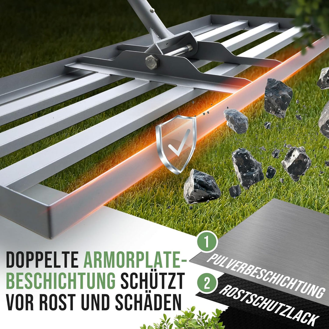 Rasenrakel [Ergonomisch] mit Klicksystem | 80x30cm | für perfekt Ebene Rasenflächen | Rakel für Rase
