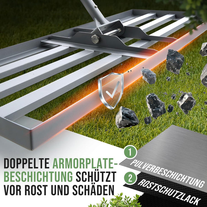 Rasenrakel [Ergonomisch] mit Klicksystem | 80x30cm | für perfekt Ebene Rasenflächen | Rakel für Rase