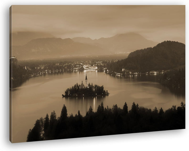 deyoli Beleuchtete Seelandschaft Format: 80x60 Effekt: Sepia als Leinwandbild, Motiv fertig gerahmt