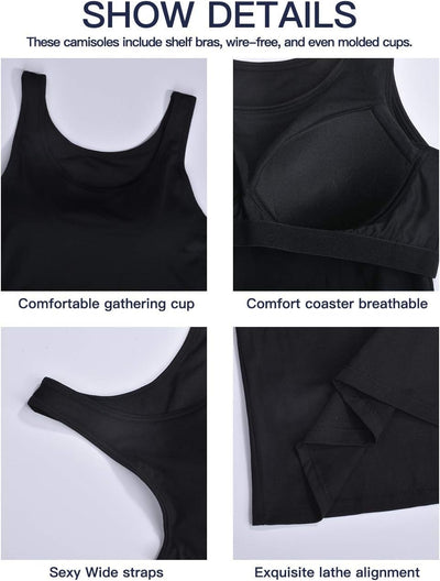 STARBILD Damen Unterhemd BH-Hemd Basic U-Ausschnitt Eingebauter BH Bügelloser Gepolstert Tank Tops,