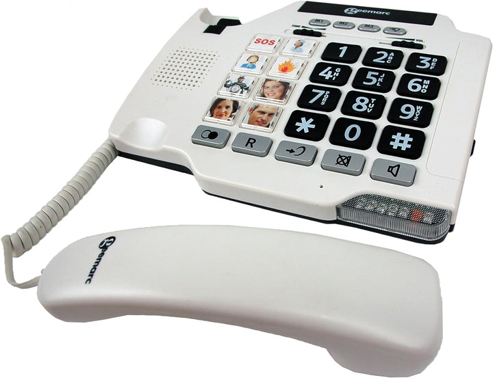Geemarc Photophone 100 - Verstärktes schnurgebundenes Telefon mit anpassbaren Fototasten, Ton- und K