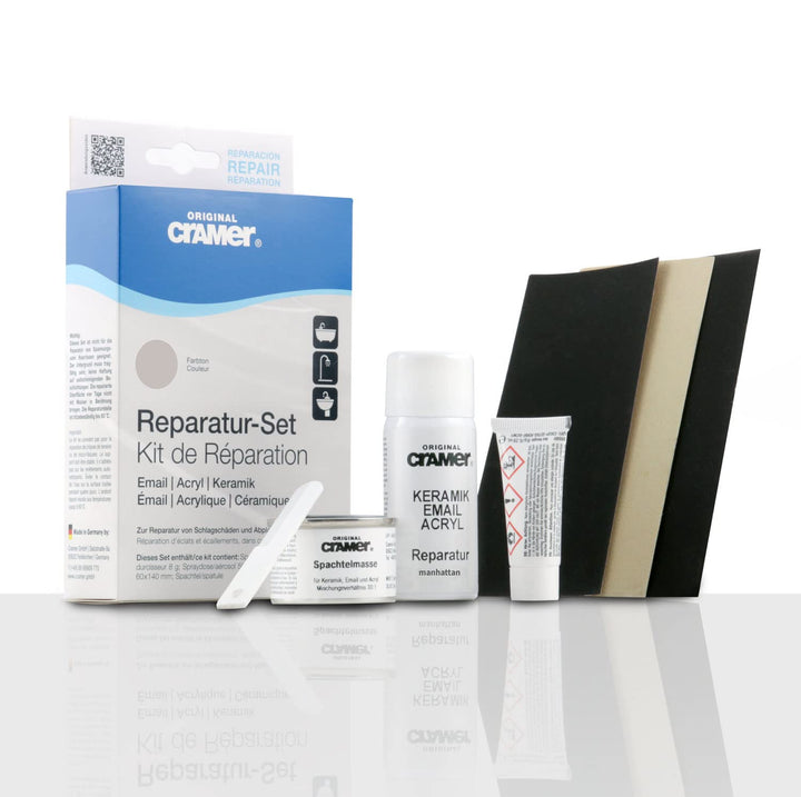 Cramer Reparatur-Set für Keramik, Emaille & Acryl, Manhattan-Grau, CRA16850DE, bei Abplatzungen & Kr