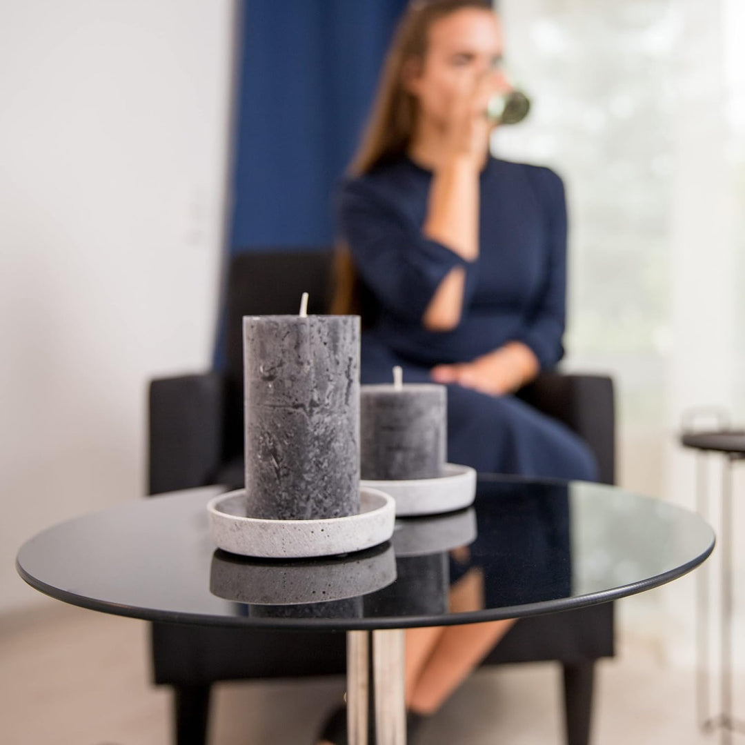 Relaxdays, Schwarz Runder Beistelltisch aus Glas und Edelstahl, dekorativer Loungetisch, HxBxT: 53 x