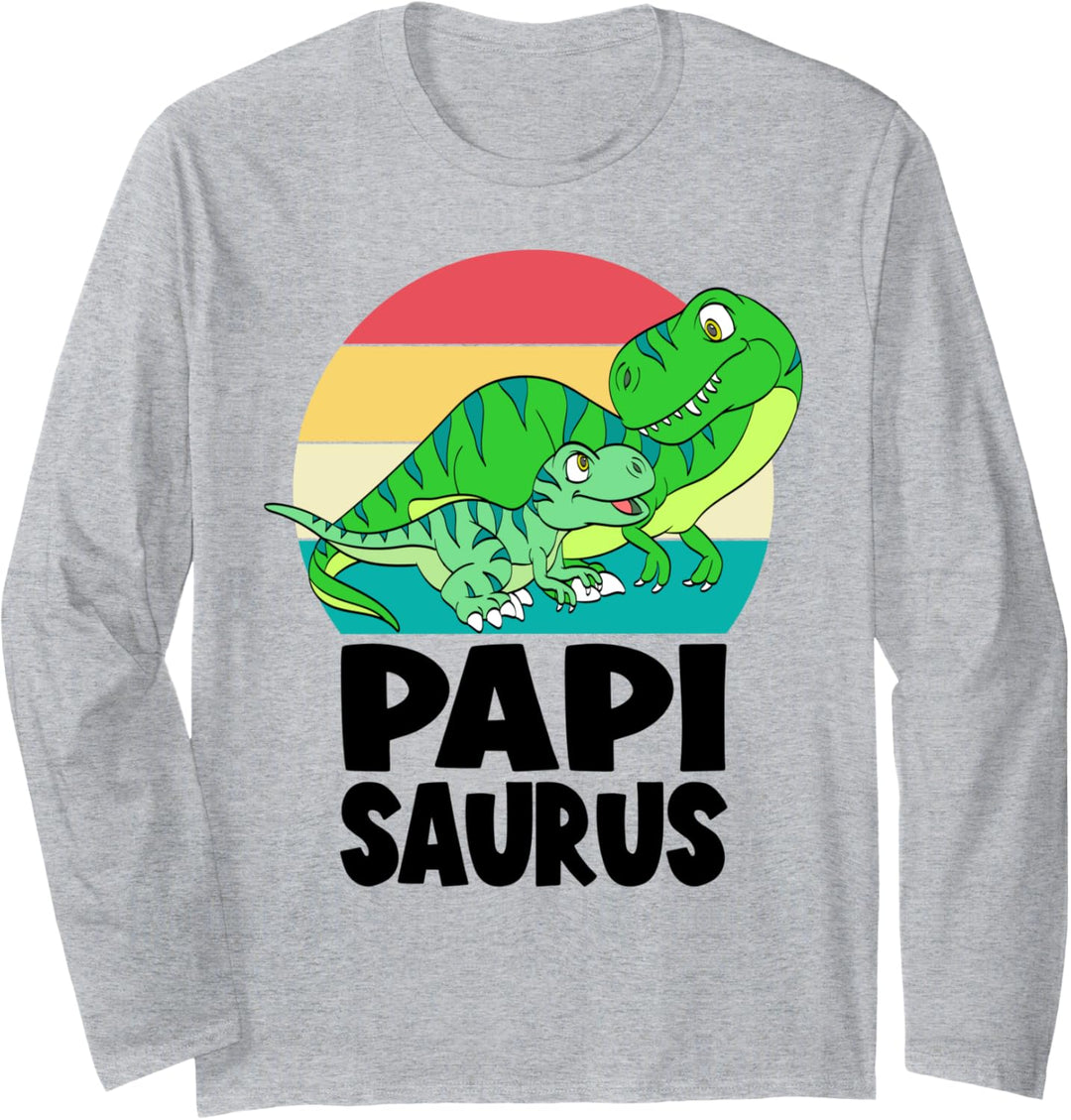 Papi Dinosaur Papisaurus T-Rex Daddy Sunset Family Matching Langarmshirt