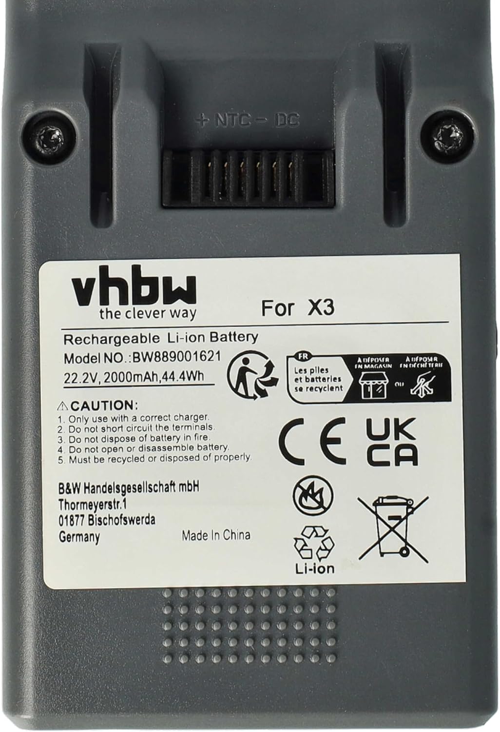 vhbw Akku kompatibel mit Genius Invictus X3 Staubsauger (2000 mAh, 22,2 V, Li-Ion)
