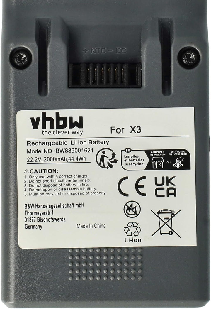 vhbw Akku kompatibel mit Genius Invictus X3 Staubsauger (2000 mAh, 22,2 V, Li-Ion)