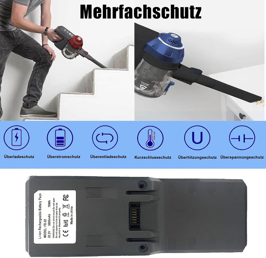 Ersatzakku geeignet für die Hoover Freedom FD22 Serie, kompatibel mit den Staubsaugermodellen u.a. F